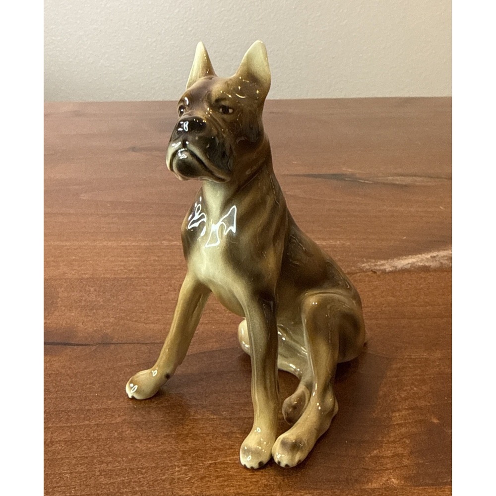Antique VTG Royal Belvedere Porcelain Bulldog Boxer Dog Statue Figure Austria 4"